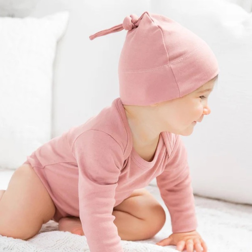 NWT Colored Organics Knot Beanie Rose Pink Sz 3-6M